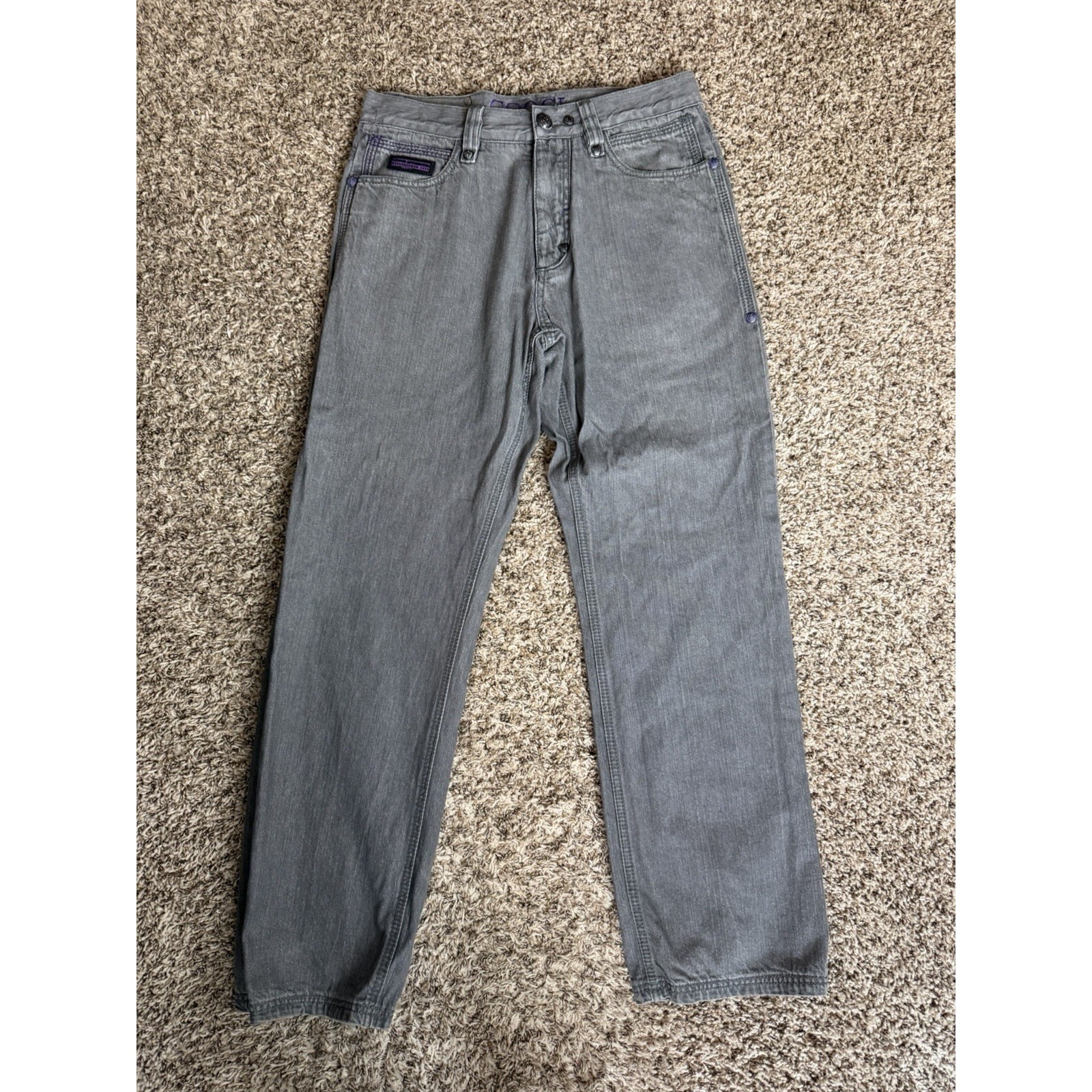 Coogi Jean Men 34 X 34(32) Grey Wash Denim Vtg Y2k Purple Crown Charcoal